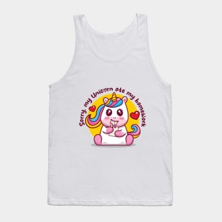 Sorry, my unicorn ate my homework (light colors) Tank Top